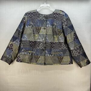 VTG Norton McNaughton Jacket Women's 1X Metallic Purple Gold Pockets Grandma